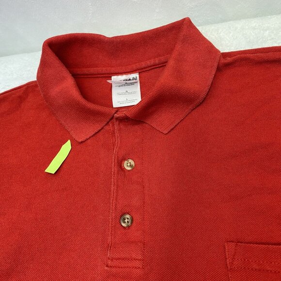 GILDAN Active Wear Ultra Cotton Collared Short Sleeve Shirt Men Large Red Used - Picture 6 of 16
